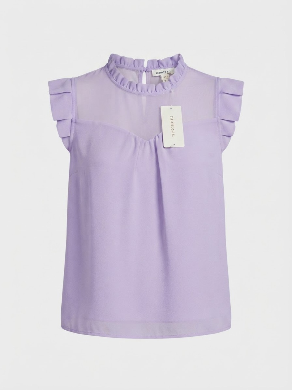 Monteau Lavender Ruffle Sleeve Sleeveless Blouse